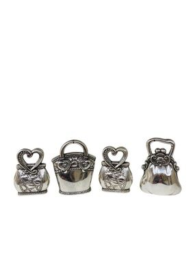 Brighton Set Of 4 Silver Tone Purse Shaped Place Card Holders